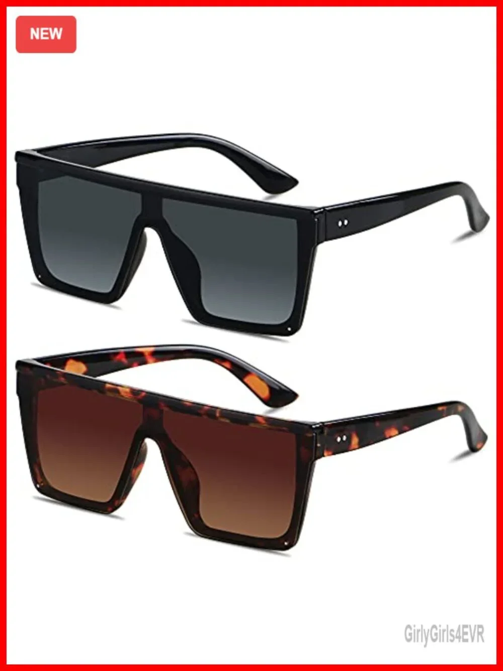 Oversized Square Flat Top Sunglasses UV400 Protection for Women